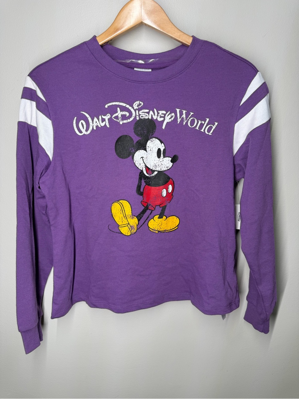 NEW Disney Parks Walt Disney World Mickey Mouse Varsity Sweatshirt Purple‎ Cozy